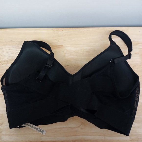 Rhonda Shear Molded Cup Bra with Mesh Back, Black 1X - Picture 2 of 5